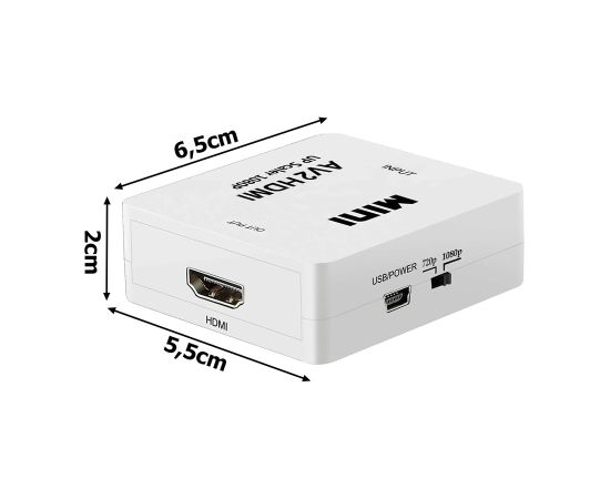 Fusion video signāla pārveidotājs no RCA uz HDMI (+Audio)balts