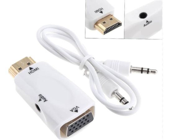 Fusion video signāla pārveidotājs HDMI uz VGA (+ audio), balts