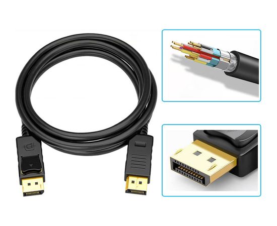 Fusion DisplayPort uz DisplayPort video kabelis v1.4 | 8K | 4K | 2K | 2M melns