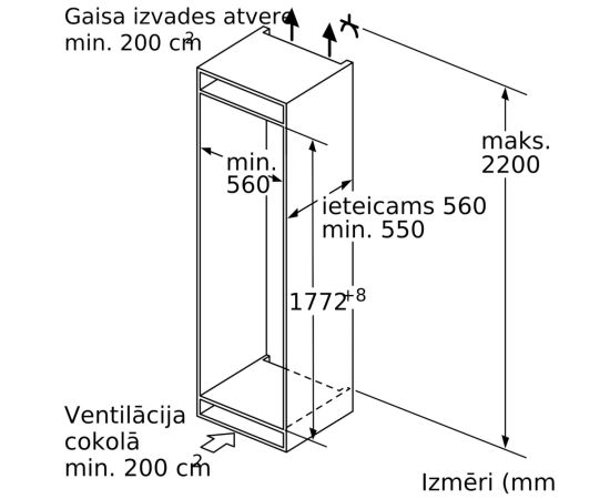 Bosch GIN81HNE0 Iebūvējama saldētava 177cm