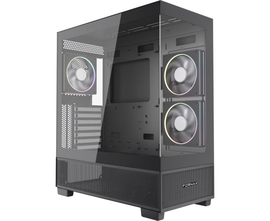 Gembird Gaming case Fornax X550 aquarium type, ATX, 2x USB 3.2 + 1x USB type-C, black