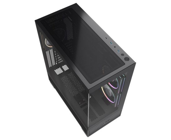 Gembird Gaming case Fornax X550 aquarium type, ATX, 2x USB 3.2 + 1x USB type-C, black