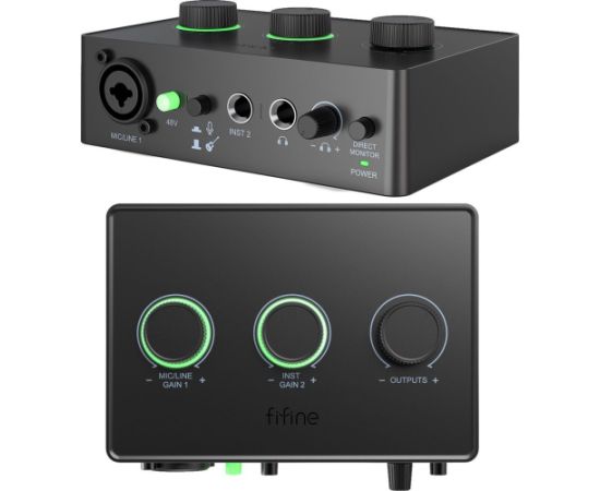 Fifine AMPLI1 Mikser Audio, interfejs XLR Phantom 48V