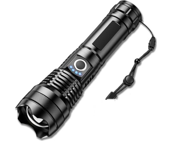 Elight taktiskā USB lukturīša XHP50 versija – 1500 lūmeni, ūdensizturīgs, ar 18650 akumulatoru, tālas darbības, Melns