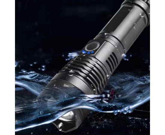 Elight taktiskā USB lukturīša XHP50 versija – 1500 lūmeni, ūdensizturīgs, ar 18650 akumulatoru, tālas darbības, Melns
