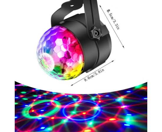 Elight RGB LED disko bumbas gaisma – ar tālvadības pulti, rotējoša partijas lampa, barošana no elektrības, melna