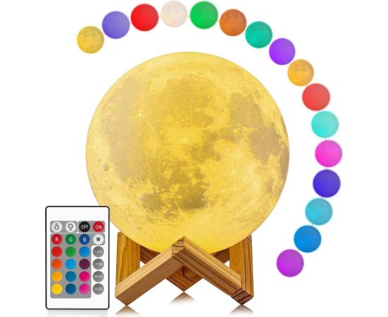 Elight viedā mēness formas projektorlampa – skaņjutīga RGB gaisma ar lāzeru, taimeri un tālvadību, bēša