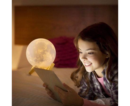 Elight viedā mēness formas projektorlampa – skaņjutīga RGB gaisma ar lāzeru, taimeri un tālvadību, bēša
