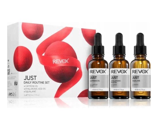 Thalgo Daily Routine Set Revox B77: Just, Caffeine 5%, Anti-Dark Circles, Day, Eye Serum, 30 ml + Just, Hyaluronic Acid 5%, Hydrating, Fluid, For Face, 30 ml + Just, Squalane, Nourishing, Oil, For Face, 30 ml For Women