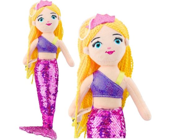 Leantoys Pluszowa Syrenka Przytulanka Ogon W Cekiny Fioletowa 48cm LEAN Toys