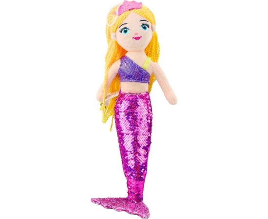 Leantoys Pluszowa Syrenka Przytulanka Ogon W Cekiny Fioletowa 48cm LEAN Toys