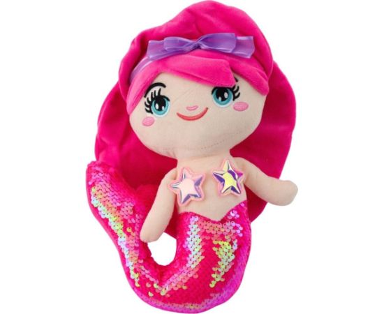 Leantoys Pluszowa Syrenka Przytulanka Ogon W Cekiny Intensywny Róż 28cm LEAN Toys