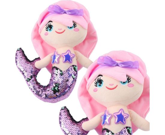 Leantoys Pluszowa Syrenka Przytulanka Ogon W Cekiny Dwukolorowe Fioletowa 28cm LEAN Toys