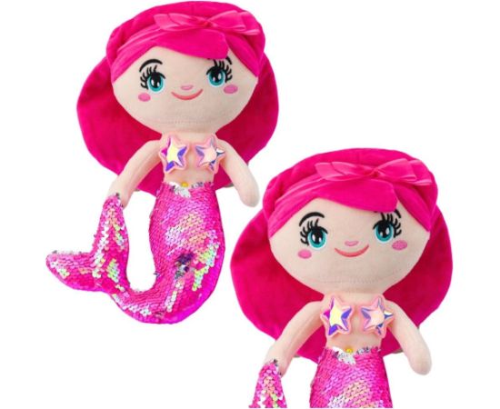 Leantoys Pluszowa Syrenka Przytulanka Ogon W Cekiny Różowa 30cm LEAN Toys