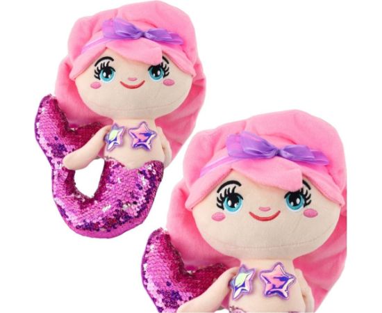 Leantoys Pluszowa Syrenka Przytulanka Ogon W Cekiny Różowo-Fioletowa 28cm LEAN Toys