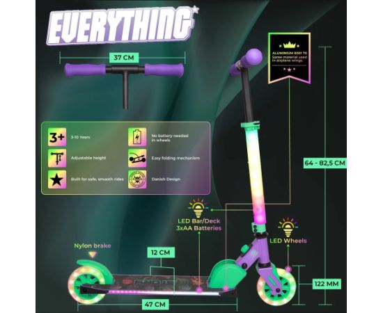 Story Everything Led Kinds salokāms bērnu skrejritenis violets/piparmētru