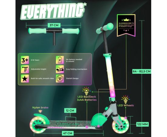 Story Everything Led Kinds salokāms bērnu skrejritenis  pelēks/piparmētru