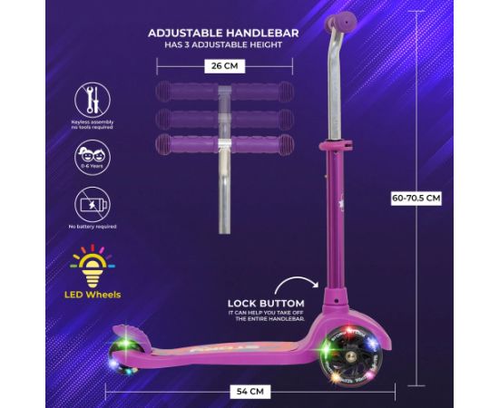 Story Mini LED trīsriteņu skrejritenis Violeta/melna