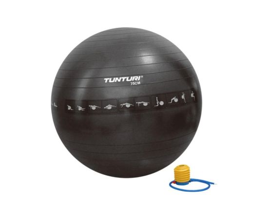 Vingrošanas bumba TUNTURI Gymball 75cm pretsprādziena, melna
