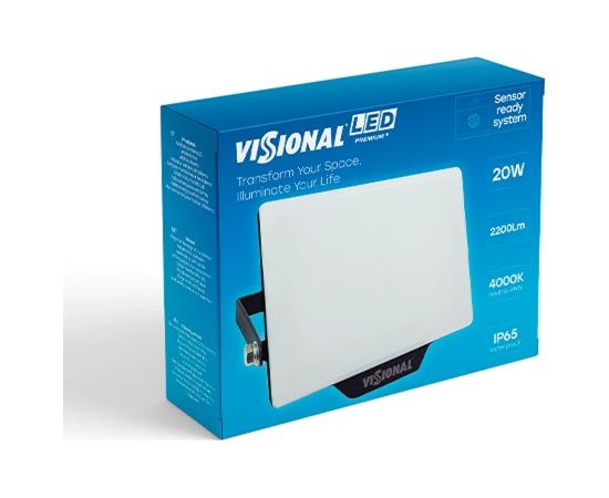 Visional LED Prožektors 20W Neitrālā Balta 2200lm 4000K IP65 SMD2835 12xLED PF>0.9 EEI:E