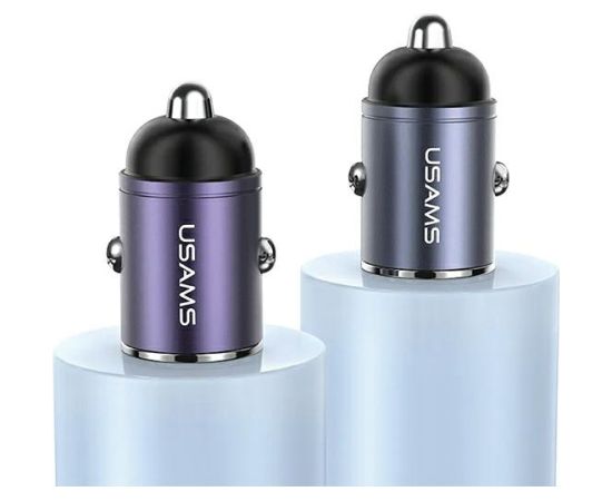 USAMS Charg. sam. 1xUSB+1xUSB-C C38 30W PD Fast Charge ar iebūvētu gredzenu violeta CC206CC02 (US-CC206)