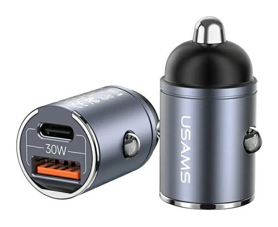 USAMS Charg. sam. 1xUSB+1xUSB-C C38 30W PD Fast Charge ar iebūvētu gredzenu violeta CC206CC02 (US-CC206)