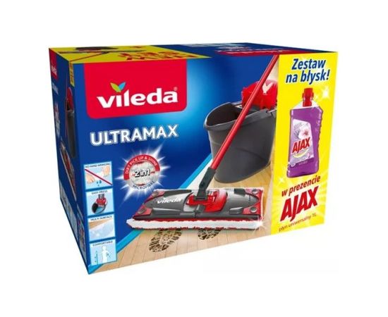(Ir Veikalā) Grīdas uzkopšanas komplekts Vileda Ultramax Box mop +  Ajax