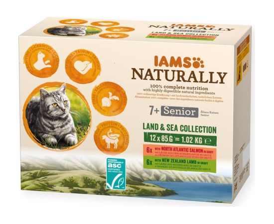 Eukanuba IAMS Naturally Senior Land & Sea Collection - wet cat food - 12 x 85g
