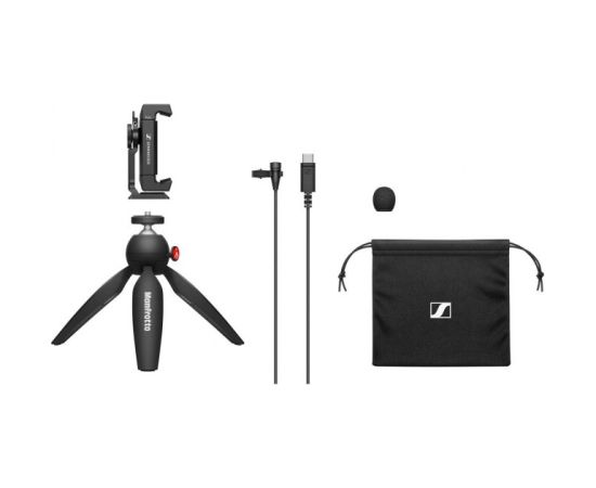 Sennheiser XS LAV USB-C Mobile Kit - lavalier microphone with USB-C connector, with tripod and Manfrotto smartphone holder