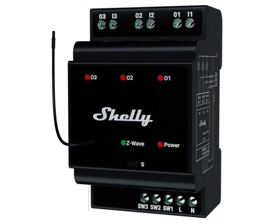 Shelly Qubino Wave Pro 3 Z-Wave 3 channel DIN rail relay