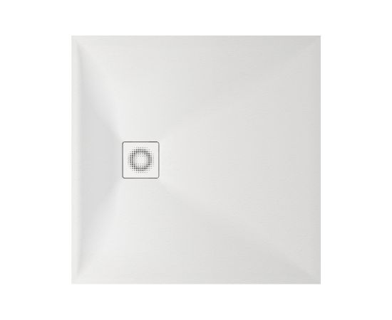 PAA dušas paliktnis Lettera, 900x900 mm, ar priekšējo paneli un kājām, sifonu, balts akmens masas