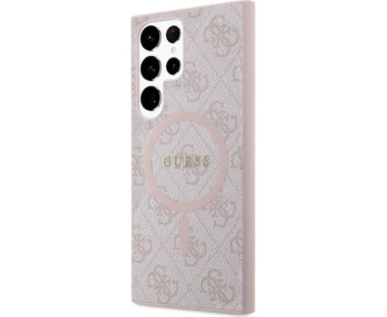 Guess 4G Collection Leather Metal Logo MagSafe Case for Samsung Galaxy S24 Ultra - Pink