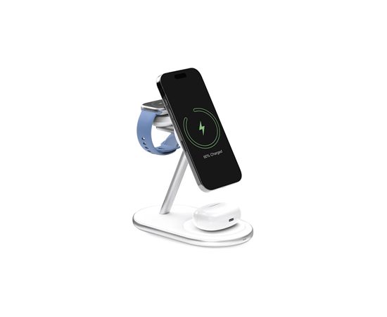 Puro Mag Station 3-in-1 Charging Stand, MagSafe, Qi2, balts - Bezvadu lādētājs