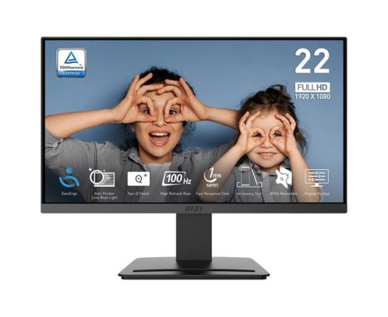 Monitor MSI PRO MP223 E2 21.45" Business Matte Panel VA 1920x1080 16:9 100 Hz 1 ms Colour Black PROMP223E2