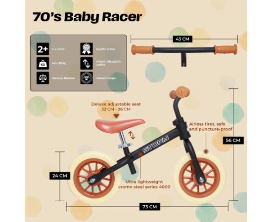 Story 70's Baby Racer līdzsvara velosipēds Black 2