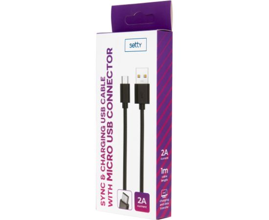 Кабель Setty USB - microUSB 1,0 м 2A черный R
