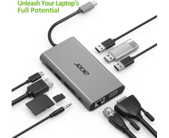 Acer HP.DSCAB.002 laptop dock/port replicator USB 3.2 Gen 1 (3.1 Gen 1) Type-C Silver Datoru dokstacijas