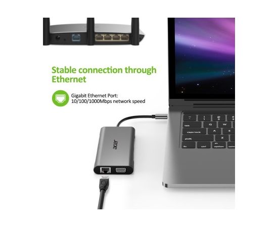 Acer HP.DSCAB.002 laptop dock/port replicator USB 3.2 Gen 1 (3.1 Gen 1) Type-C Silver Datoru dokstacijas