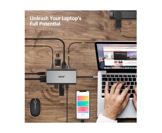 Acer HP.DSCAB.002 laptop dock/port replicator USB 3.2 Gen 1 (3.1 Gen 1) Type-C Silver Datoru dokstacijas