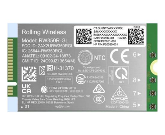 HP 4G LTE Modem m.2 WWAN Cat 19 Mobile Broadband Cellular (compatible with WWAN-ready EliteBook 8 X - G1i G1a - 13 14 16, Flip, ZBook 8 X Fury - G1i G1a - 14 16 18) / B8BD3AA
