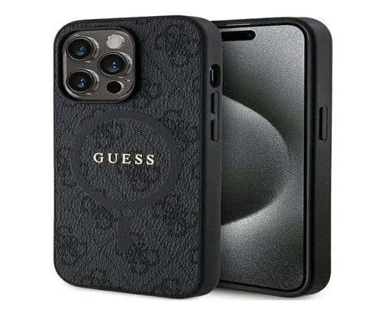 Guess Apple  iPhone 15 Pro 4G Collection Leather Metal Logo MagSafe Black