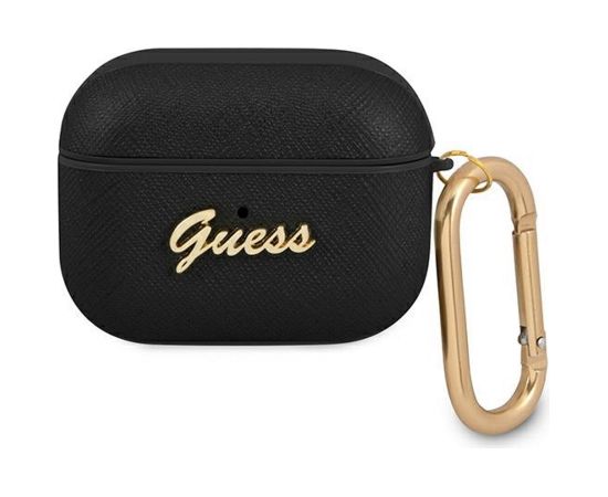 Guess case for AirPods Pro GUAPSASMK black Saffiano Script Metal Collection