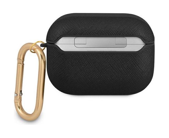 Guess case for AirPods Pro GUAPSASMK black Saffiano Script Metal Collection