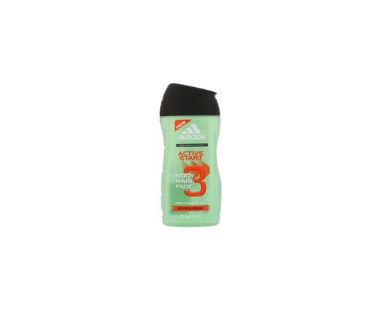 Adidas Hair & Body Active Start Shower Gel, Shampoo, Face Wash - Shower gel and shampoo for men 3 in 1 250ml