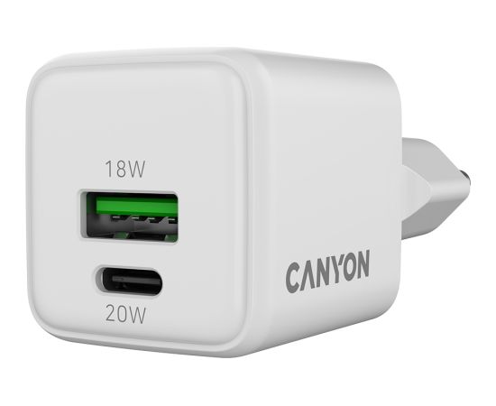 CANYON charger CU20AC GaN 20W 1xPD 1xQC EU White