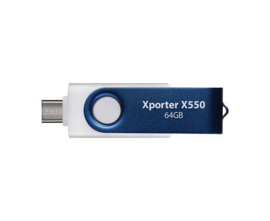 Patriot Memory 64GB Xporter X550 USB flash drive Dual USB A+C (PS64GX550AAD) White, Blue