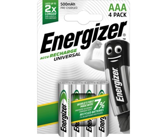 Uzlādējama baterija HR03 (AAA) 1,2 V 500 mAh Ni-Mh ENERGIZER 4 gab. blisterī Baterijas un akumulatori