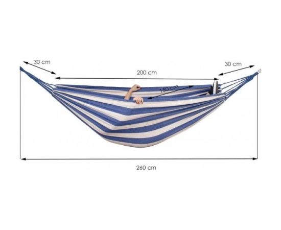 Šūpuļtīkls divām personām Springos HM038 200x150 cm - balti zils