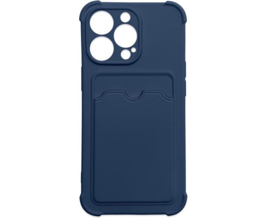Hurtel   Card Armor Case Pouch Cover for iPhone 12 Pro Card Wallet Silicone Air Bag Armor Case Navy Blue