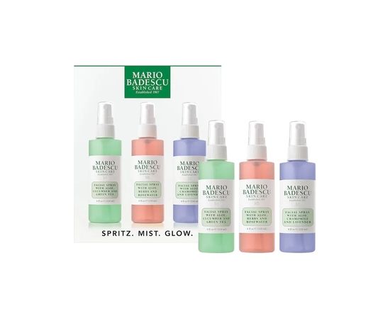 Mario Badescu Spritz. Mist. Glow. Set - Dárkova sada pleťových mlh